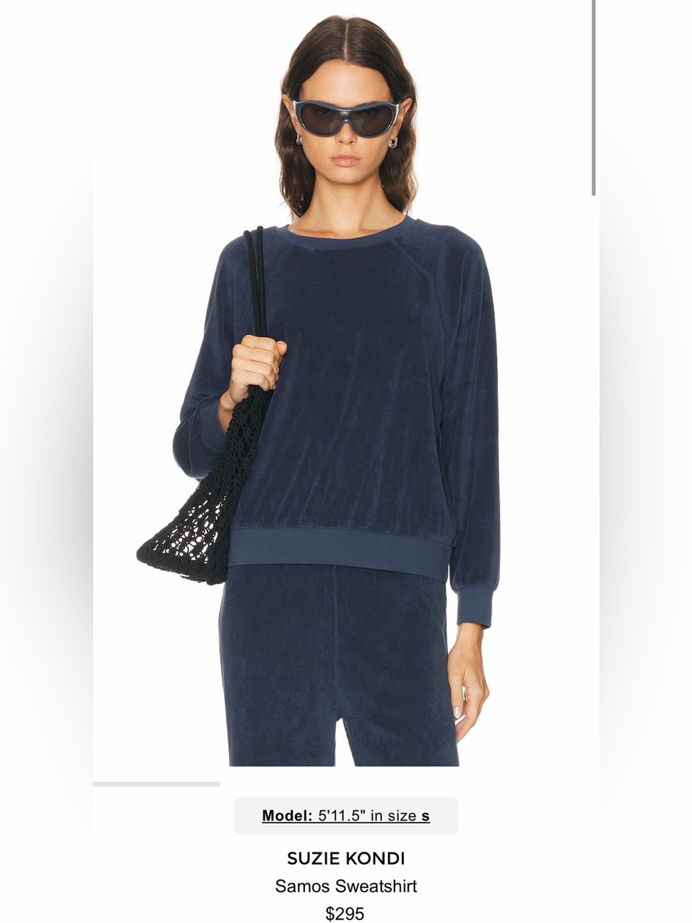 Suzi Kondi Women's Navy Organic Cotton Sweatshirt size XS